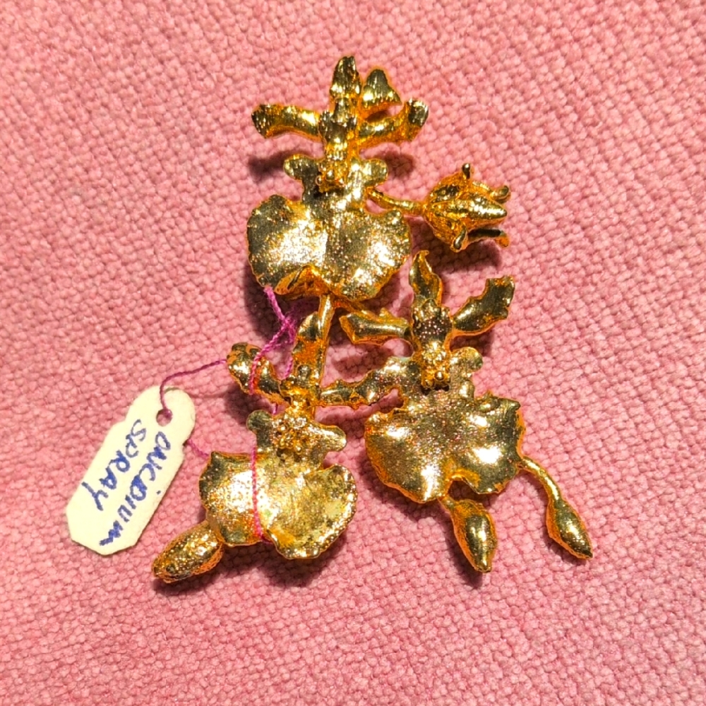 OOAK Orchid Spray Brooch 24K